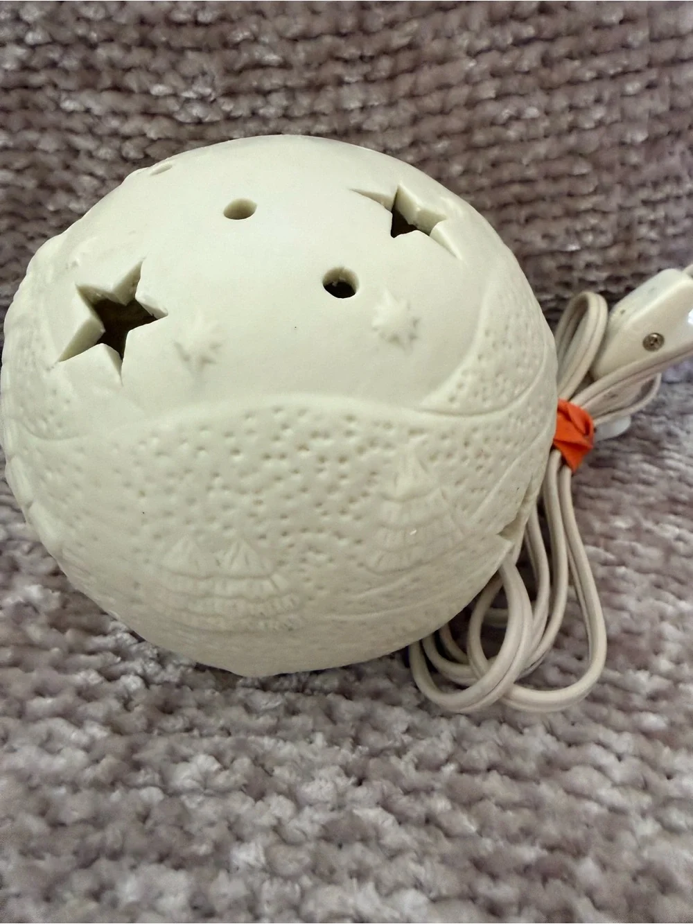 Light Up Nativity Scene with Stars Tan Round Christmas Ornament